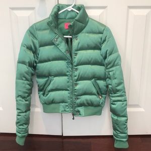 Juicy Couture green bomber puffy jacket small